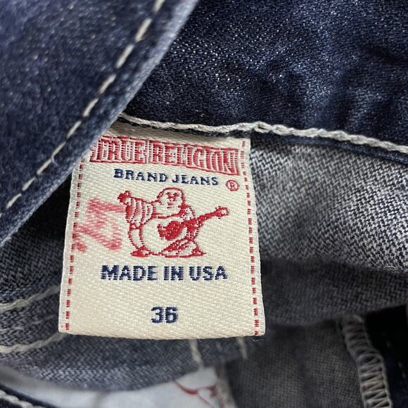 True Religion Size 36 x 31 Ricky Straight Leg Jeans Body Rinse Back Flap pockets - Picture 7 of 8